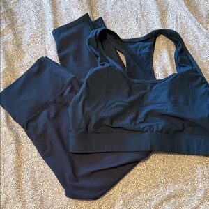Fabletics Dark Teal Leggings and Sports Bra Set